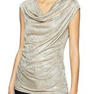 Calvin klein metallic snake ruched cowl neck top